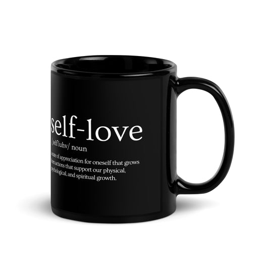Self Love Black Glossy Mug