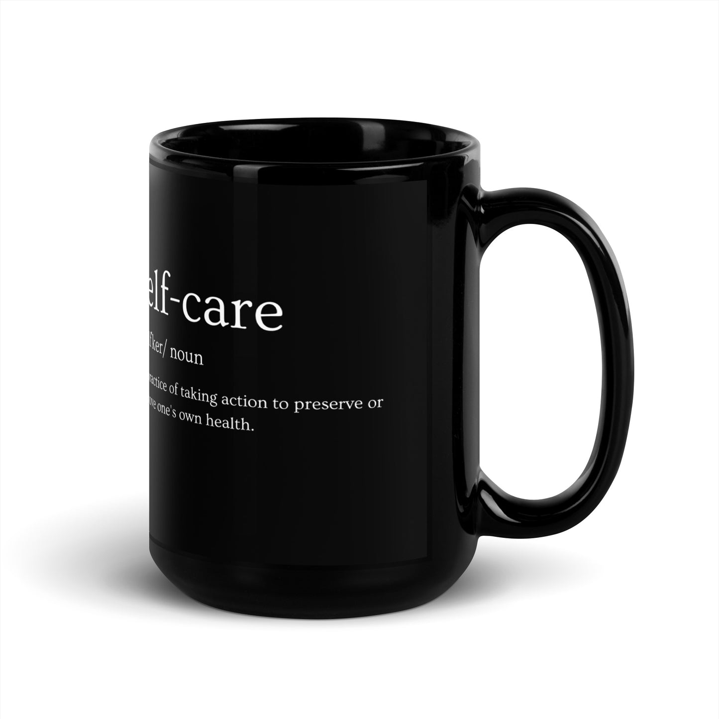 Self Care Black Glossy Mug
