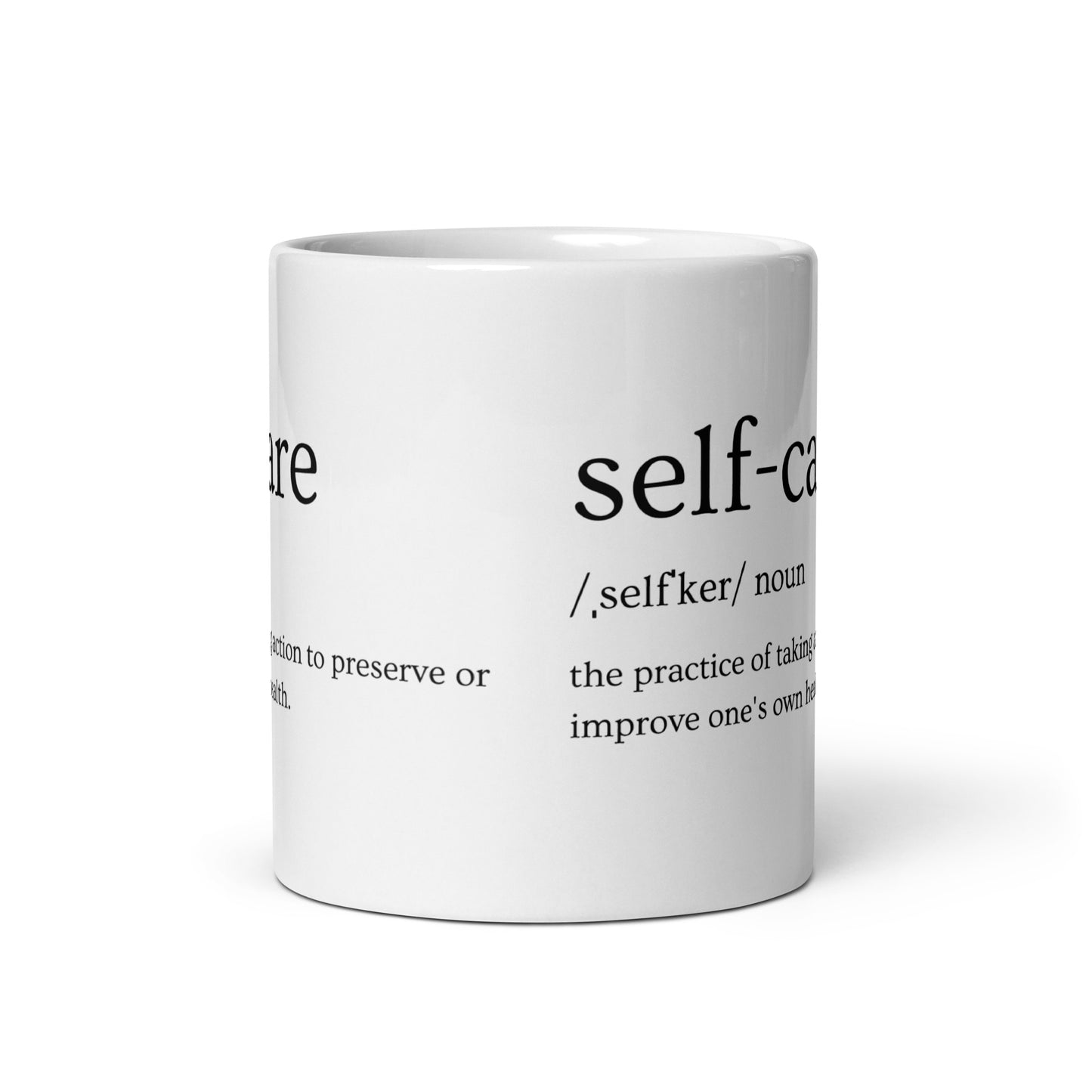 Self Care White glossy mug