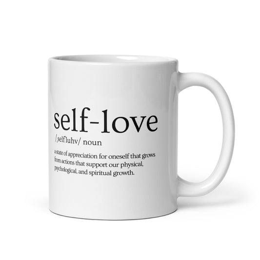 Self Love White glossy mug